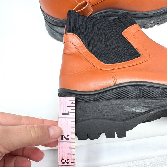 Staud Women's Brown Bow Sock-Ankle Lug Sole Chelsea Boots - Picture 12 of 12